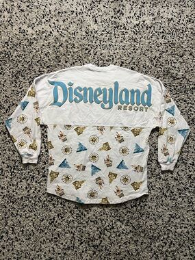 SPIRIT JERSEY Disneyland Oversize Long Sleeve Tee White Gold Glitter Medium